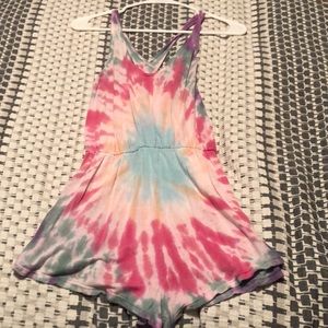 Tie dye short romper with criss cross straps